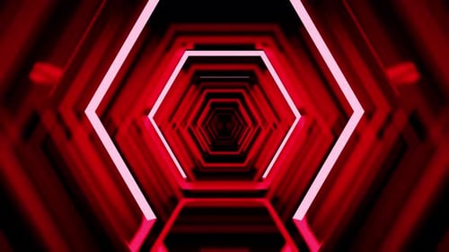 Bright Red Hexagon VJ Loop Animation