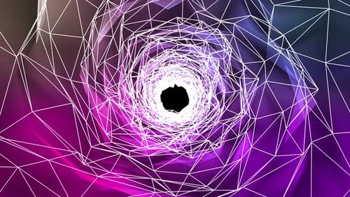 Plexus Tunnel. Abstract gradient purple color holographic tunnel background