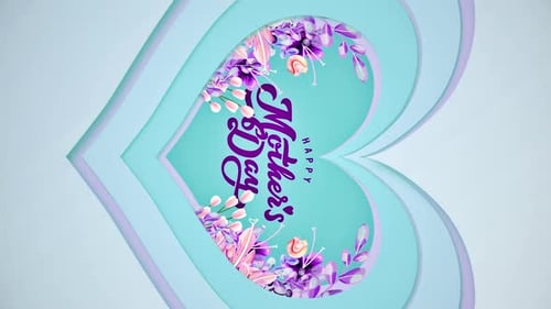 Happy Mother's Day Decorative Floral Heart Animation