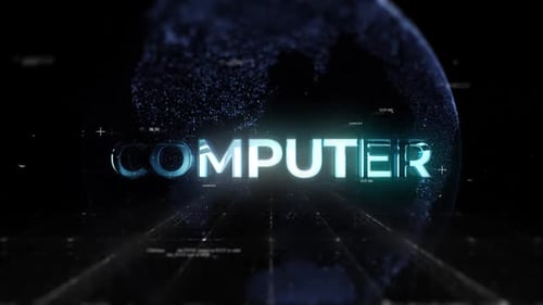 Computer Title On Technologic Earth Surrounded By A Network Of Graphics Effects V02