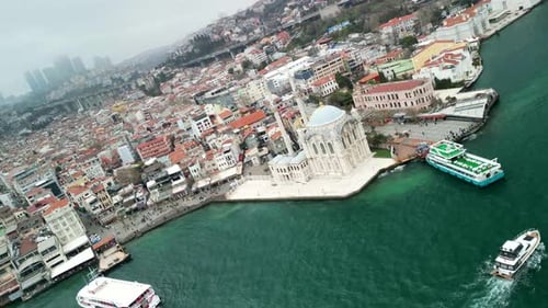 Grand Mecidiye Ortakoy Mosque in Istanbul camera roll shot