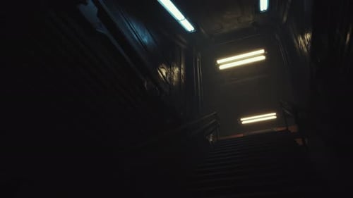 Empty Corridor with Reflective Wall