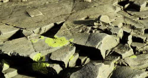 Stones Blending with Vibrant Colors in a Unique Rocky Landscape at Twilight