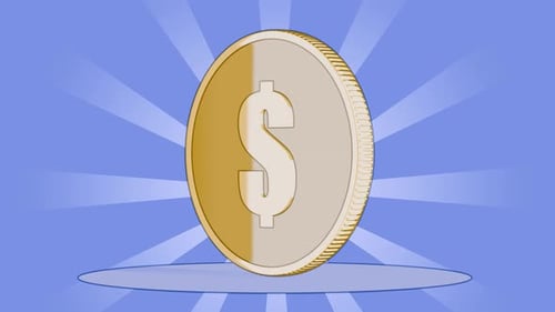 Animated Cartoon Gold Dollar Coin Loop