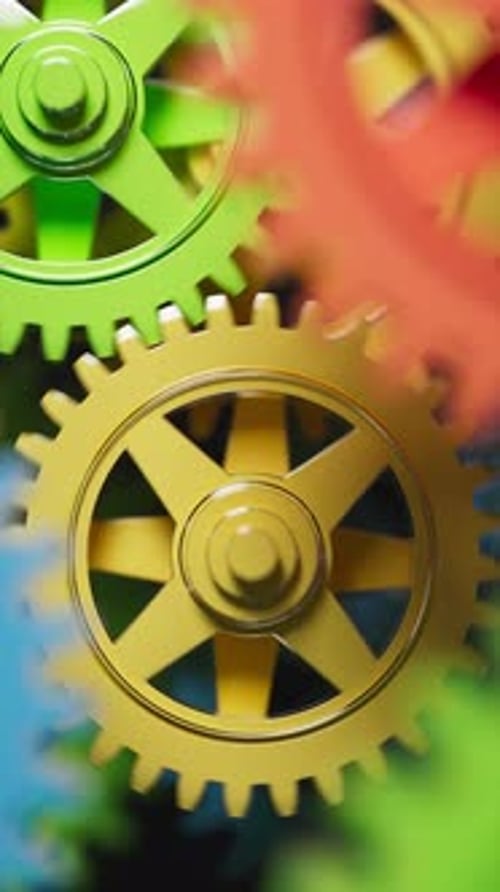 Bunte rotierende Zahnräder in nahtloser Loop-Animation.