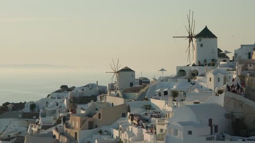 Windmills in Oia, Santorini, Greece
