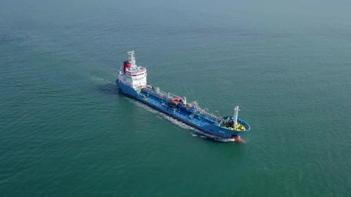 Large crude oil tanker cruising across The Mediterranean sea