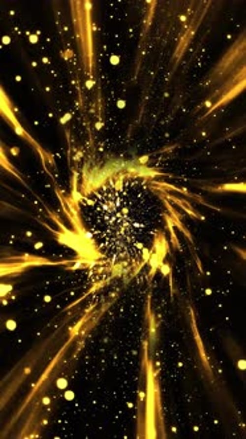 Golden Glowing Abstract Particle Tunnel Loop Background