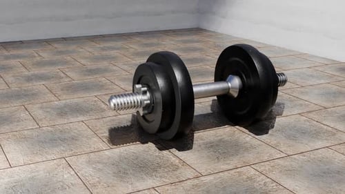 3D Animated Dumbbell Rotating for Fitness and Gym Content