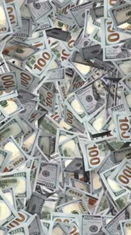 Money Pool Background Loop - IV - American 100 Dollars Modern Bills - Vertical Screen