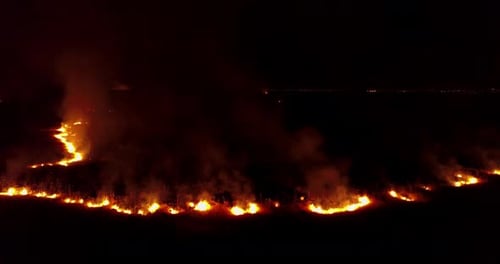 Fire in Golan Heights at night