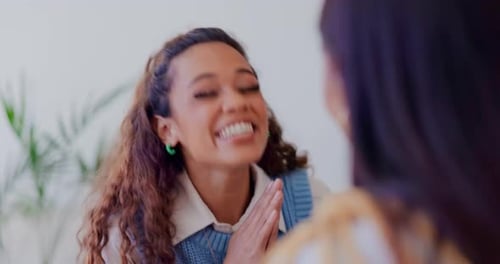 Woman Talking and Gesturing Indoors