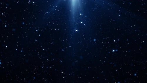 Blue Sparkling Stars and Particles Light Ray Background