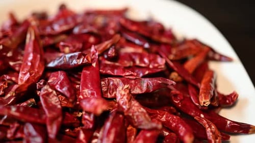 Close Up of Red Chili Peppers on Plate
