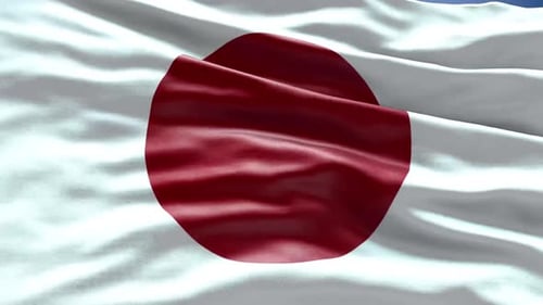 Realistic Japan Flag Waving in Wind Loop