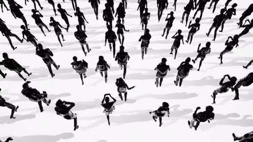 Business Silhouettes Walk Crowd