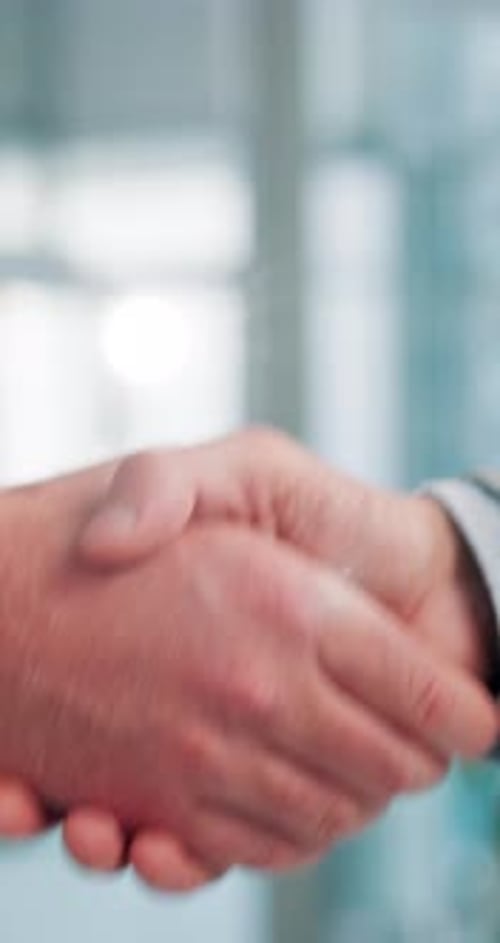Shaking hands, deal and business people in office with meeting, greeting or welcome