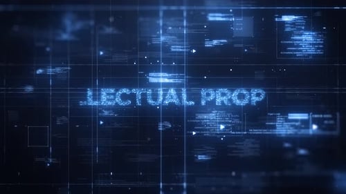 Palabra de propiedad intelectual sobre un fondo de tecnología dinámica