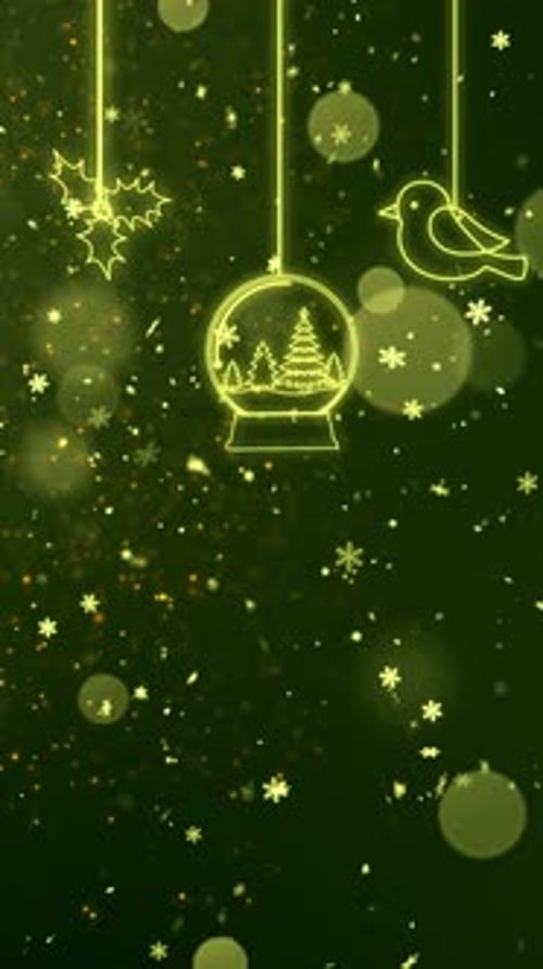 Glowing Neon Christmas Decorations with Falling Snowflakes