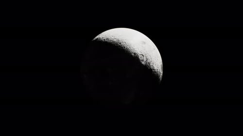 Realistic Waxing Crescent Moon Phase Animation in Space