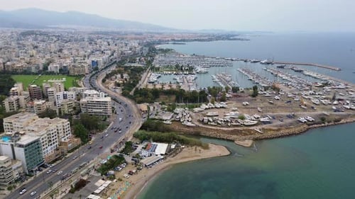 Atenas, Grecia, costa, playa, mar Egeo, puerto deportivo aéreo en El Pireo