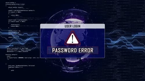 Password Error Text and Futuristic User Login Interface, Looped