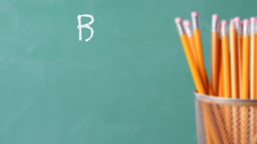 Back to School - Desk, Pencils and Board Back