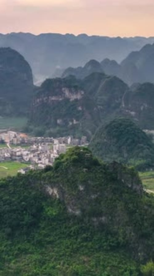 Cinematic View Of Mountain And River Line In China