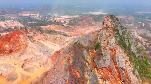 Quarry industry from an aerial view. Drone