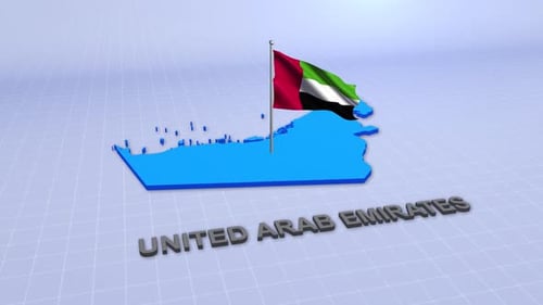 United Arab Emirates Map and Waving Flag Title Animation