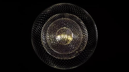 Golden Particle Spheres Abstract Rotating Motion Background