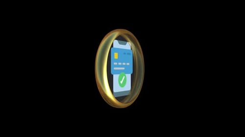 3D Rotating Payment Icon in Golden Frame