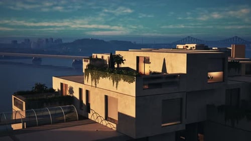 Impresionante edificio de apartamentos con vista al puente de la bahía