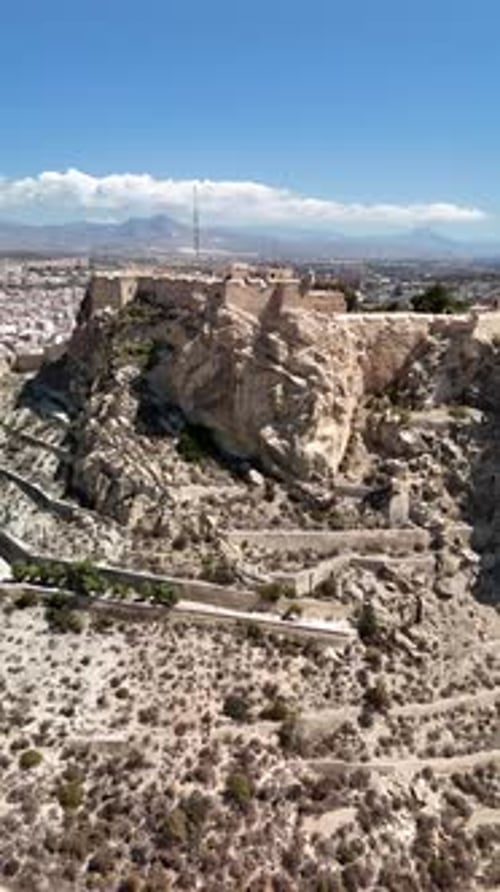 Aerial video of the city of Alicante Spain on a sunny day