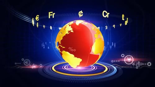 Futuristic Global Economy Digital Network with Currency Symbols