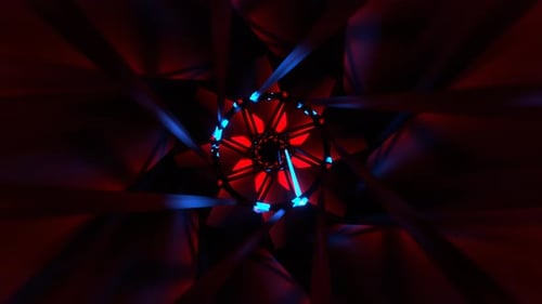 Red And Blue Psychedelic Abstract Strobe Neon Hallway Background Vj Loop I 4K