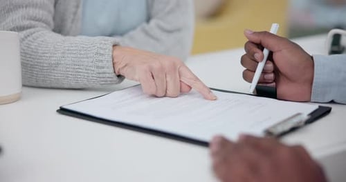Planning, contract and consulting with hands of lawyer and client for life insurance