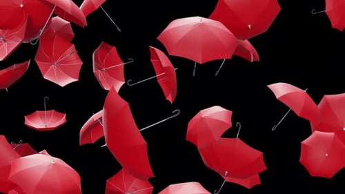 Red Umbrellas Falling Seamless Loop Animation