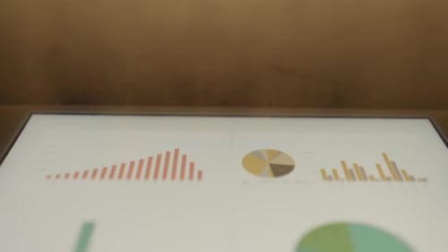 Digital Tablet Displays Graph and Chart Data