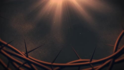 Coroa de espinhos com raios de luz | Fundo de Páscoa e Sexta-feira Santa 4K