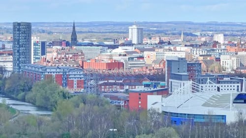 Powerful River Sora calmly flows, supplying water and energy to the city of Leicester. Densely built