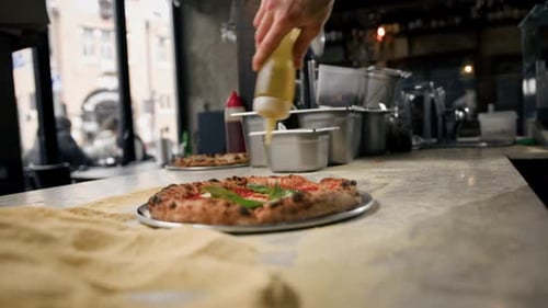 Beautiful delicious freshly cooked pizza margherita - traditional italian cuisine