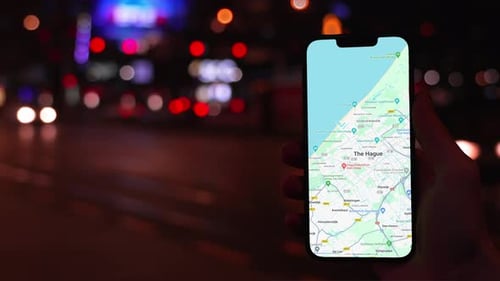 Map Of Den Haag, Netherlands On Phone Screen