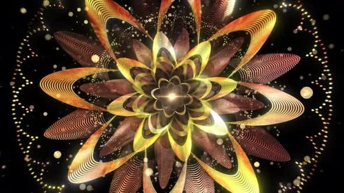 Golden Abstract Glowing Floral Particle Loop Background