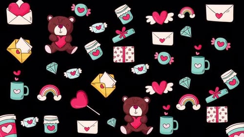 Valentine's Day Stickers Background Alpha Channel 4K