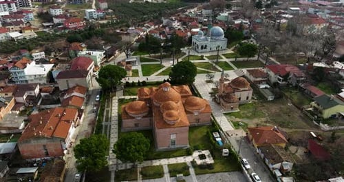 Aerial View Over Iznik Museum, Ottoman Building With Tiled Roofs In Iznik, Bursa Region, Turkey - dr