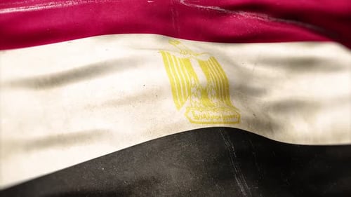 Waving Egyptian Flag with Distressed Fabric Texture