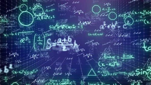Futuristic 3D Animation of Floating Science and Math Formulas