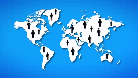 Animated Global Population Icons on World Map, Backgrounds Motion ...