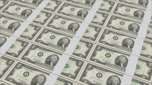 2 DOLLAR banknotes printing by a money press